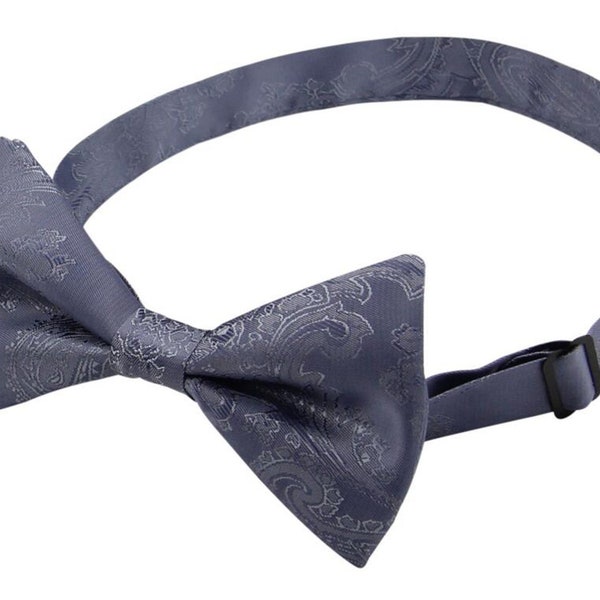 Steel Blue Bowties. Mens Bow Tie Steel Blue. Twilight Blue Wedding Bowtie. Silk Paisley.