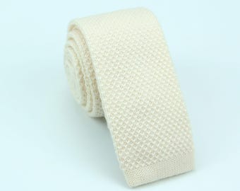 Rose Petal Wool Ties - Nude Pink Knit Slim Color Necktie -  - Rustic Tweed Tie - Mens Gift