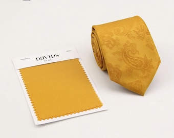 Marigold Ties. Mens Tie Golden Yellow . Marigold Wedding Tie Pocket Square Bow Tie Option.