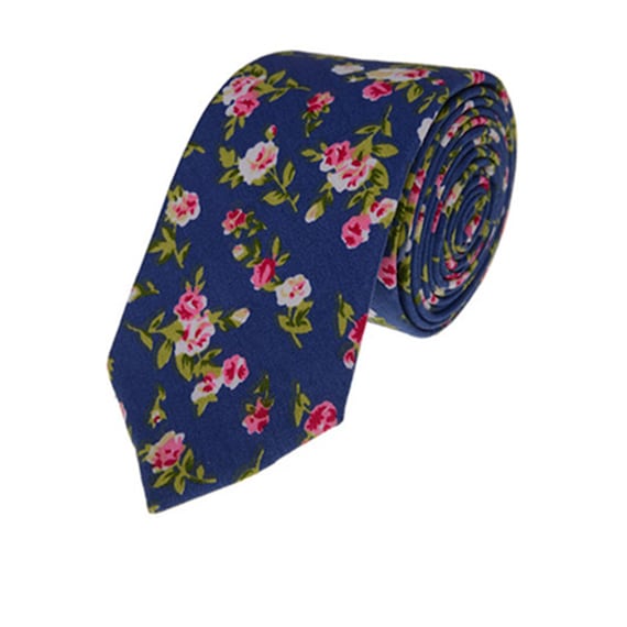 Mens Ties.navy Floral Ties.skinny Necktie.wedding Tie.mens - Etsy