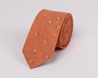Orange Floral Neckties.Wedding Ties.Groomsmen Neckties.Mens Gift.Suit Accessoires