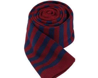 Striped Knit Tie.Mens Knitted Necktie.SKinny Tie,Wedding Tie