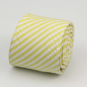 Yellow Stripe Ties.Yellow Seersucker Cotton Neckties for Men.Yellow Wedding Ties.Yellow Slim Ties. Man Gift