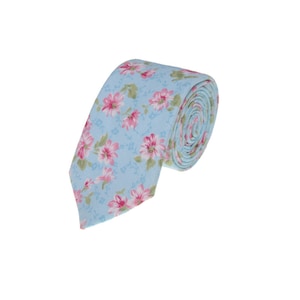 Mens Floral Necktie.Cotton Skinny Tie.Wedding Tie Floral.