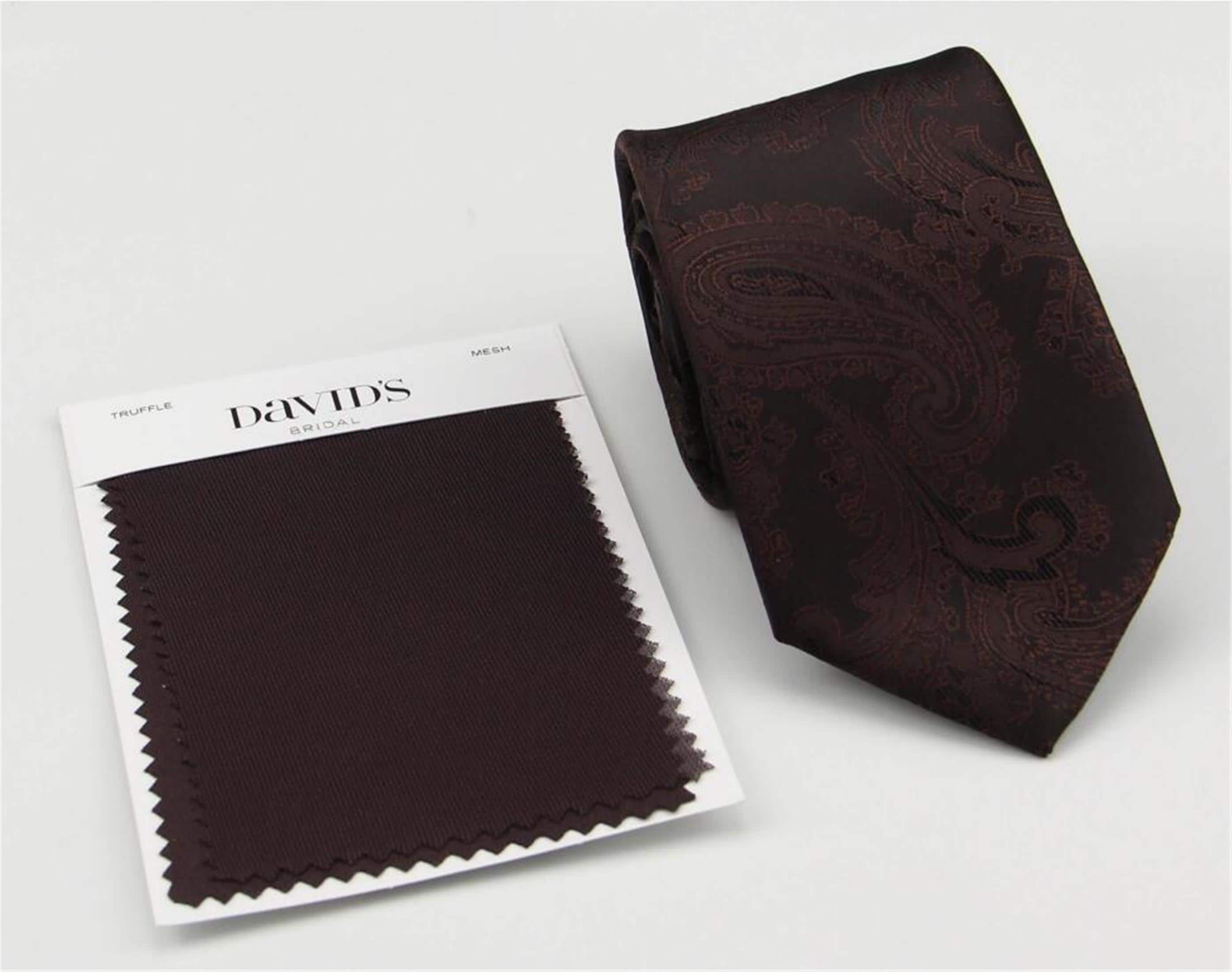 Truffle Ties. Dark Brown Neckties for Men. Truffle Wedding Tie Pocket Square Bow Tie Option.