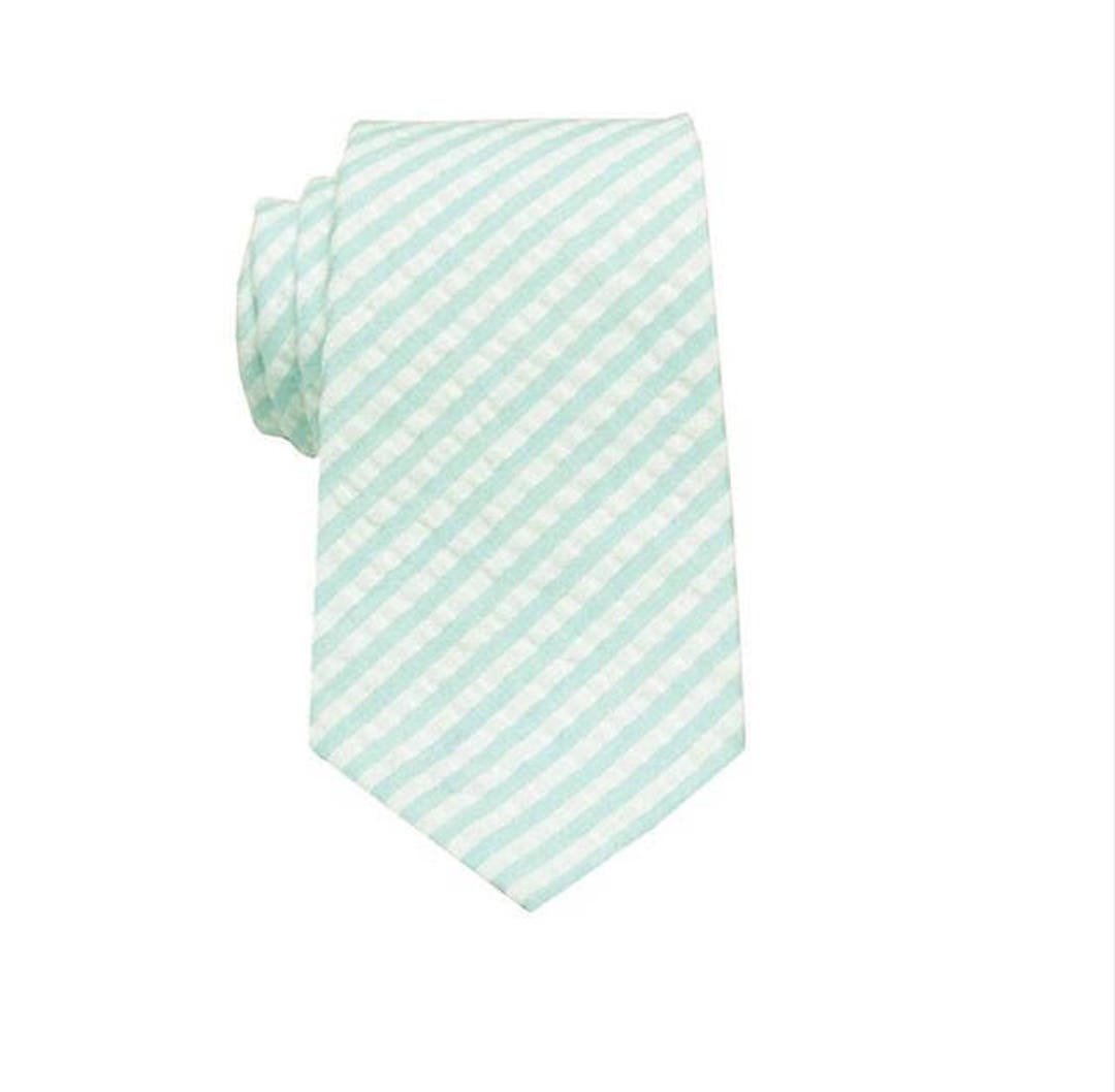 Seersucker Stripe Necktie in Mint Green by High Cotton