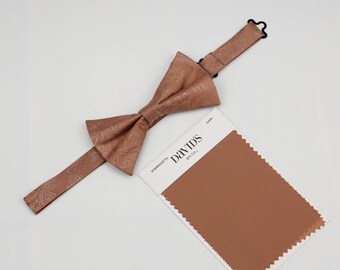 Terracotta Bowtie -  Mens Yam Self Tie Bow Ties -  Terracotta Paisley Pattern Pretied Bow Ties for Men and Kids