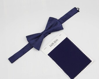 Dark Blue Bowtie -  Mens Navy Self Tie Bow Ties -  Navy Paisley Pretied Bow Ties for Men and Kids