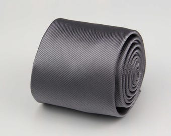 Steel Gray Ties - Satin Stripe Tie - Dark Grey Necktie - Mens Gifts - Formal or Business Casual