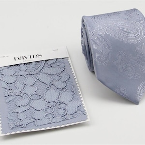 Dusty Blue Ties. Dusty Blue Neckties for Men. Dusty Blue Wedding Tie Pocket Square Bow Tie