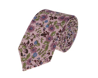 Quartz Floral Tie. Dusty Mauve Floral Tie. Mens Tie Quartz. Floral Tie . Mens Tie Floral