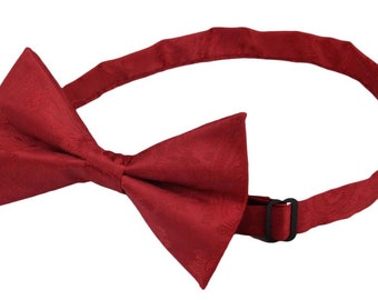 Apple Red Bowtie. Mens Bowtie Burgundy. Apple Wedding Bowtie Tie Pocket Square Option.