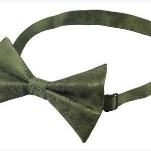 Mrtini Olive Tie. Mens Tie Olive Green. Moss Necktie for Men. Mrtini Olive Wedding Tie Pocket Square Bowtie image 5