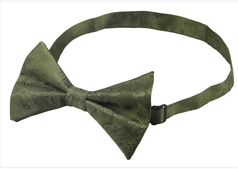 Mrtini Olive Tie. Mens Tie Olive Green. Moss Necktie for Men. Mrtini Olive Wedding Tie Pocket Square Bowtie image 5