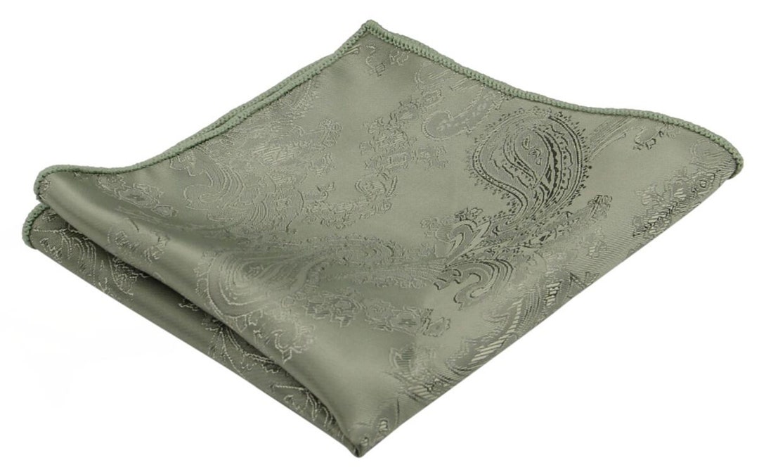Sage Green Pocket Square. Dark Sage Paisley Pocket Squares. Etsy