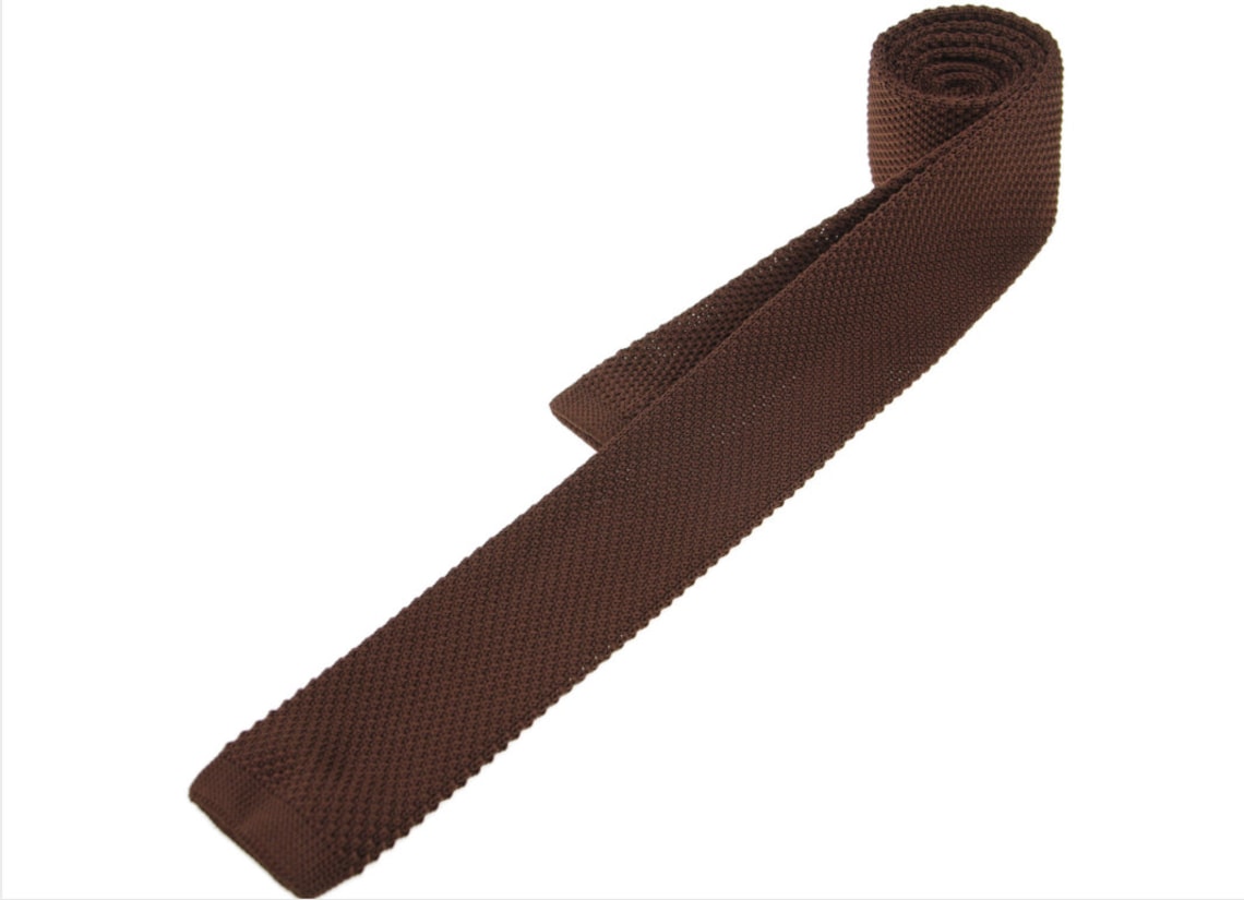 Dark Brown Tie. Brown Knit Tie for Men. Dark Brown Knitted Etsy