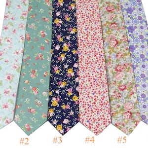 Floral Ties.Mens Wedding Tie.Floral Skinny Tie.Summer.Spring Wedding.Mens Cotton Neckties.Groom&#39;s & Groomsmen&#39;s Attire.Mens Gift.