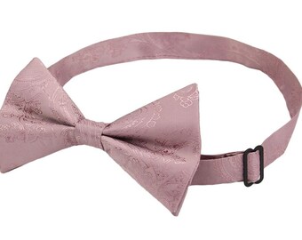 Quartz Bowties. Mens Bow Ties Dusty Mauve. Quartz Mauve Bow Tie for Men for Wedding. Paisley Bow Tie.