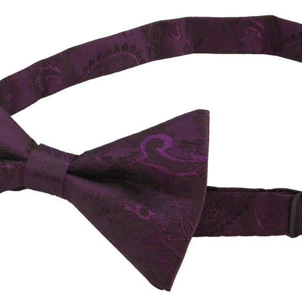 Plum Bowties. Mens Bow Ties Dark Purple. Plum Bow Tie for Men for Wedding. Self Tied or Pretied Bowtie