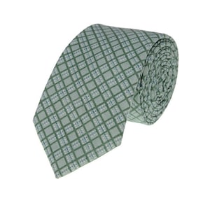 Green Check Neckties.Mens Cotton Ties.Wedding Plaid Ties.Skinny Ties