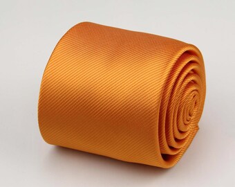 Orange Ties. Solid Satin Stripe Tie. Carrot Necktie for Men Wedding. Mens Gifts. Formal or Business Casual