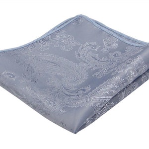 Light Blue Pocket Square. Dusty Blue Hanky for Wedding Groomsmen Groom.
