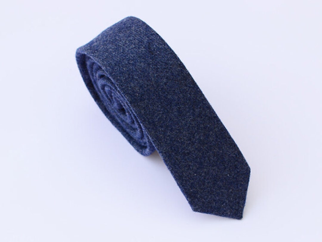 Blue Wool Ties Blue Skinny Ties for Men Dark Blue Skinny Etsy