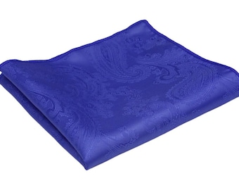 Pañuelo de bolsillo azul rey. Pañuelo de cachemir color cobalto para hombre, ideal para padrinos de boda.