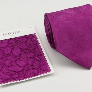 Corbata magenta. Corbata frambuesa para boda. Corbatas de cachemira.