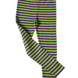 Leggings, pantalons, coton biologique côtelé, rayé, 90'S, rétro, style français, violet, vert, unisexe, neutre de genre, minimaliste, amusant image 1