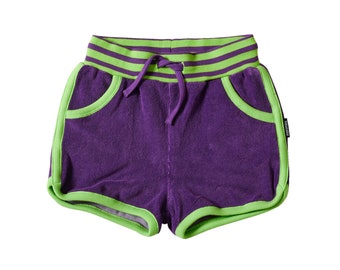Shorts, Babyfrottee, retro, lila, grün, 70er, 90er, rot, weich, Frottee, Tennis,