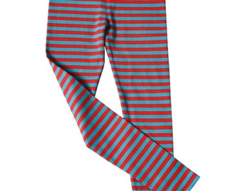 Leggings, pants, ribbed organic cotton, striped, 90'S, retro, french style, blue, red, unisex, gender neutral, minimalistic, fun