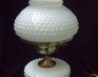 Vintage Milk Glass Hobnail Lamp Base | Etsy Milk Glass Electric Lamp Solid Marble