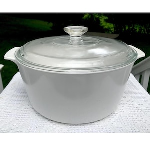 Corning Ware Pyrex Just White Round Range Topper Rangetopper Casserole Pot N 5 B With Lid 5 Five Quart Stove Top Oven