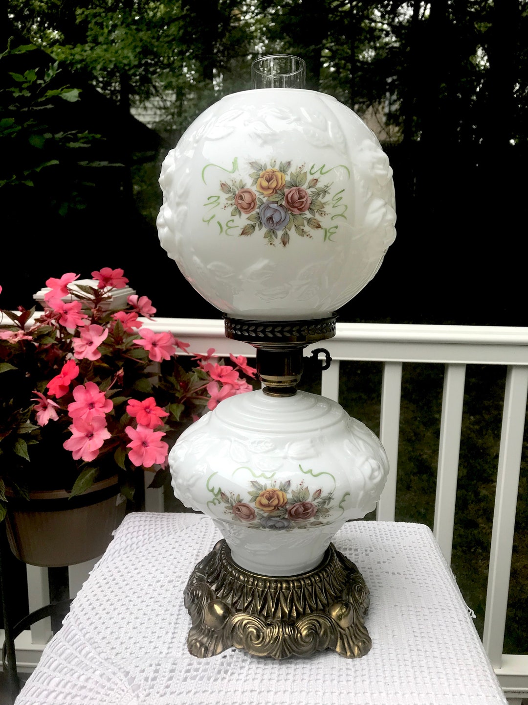 Phoenix Lamps Inc Gone With the Wind American Rose Milk Glass Etsy