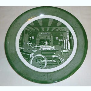Colonial Homestead Platter Chop Plate 13 1/4&quot; Round Green Royal China