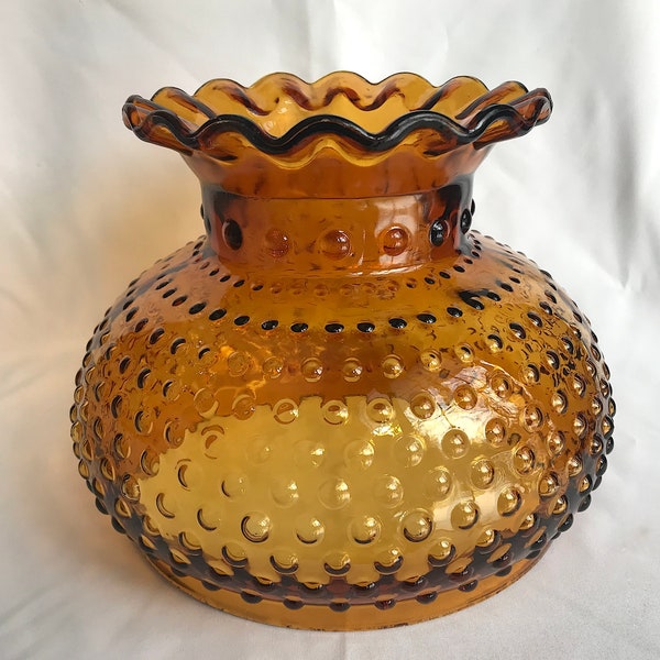 Amber Glass Hobnail Colonial Replacement Lamp Globe Shade 7" Fitter Ruffled Crimped