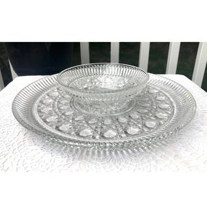 Windsor Chip ' N ' Dip Set Crystal Happeniings Indiana Glass Original Box