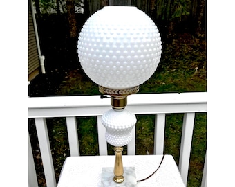 Vintage Tall Hurricane Gone With The Wind Lamp Milk Glass Hobnail 23 Inch TWO AVAILABLE