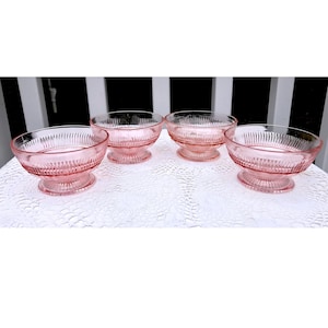 Set Of FOUR Pink Coronation Sherbet Bowls Hocking Glass Company Depression