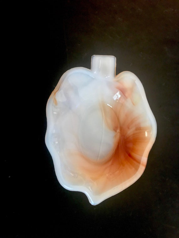 Akro Agate Leaf Ashtray Orange Swirl Slag Glass - Etsy