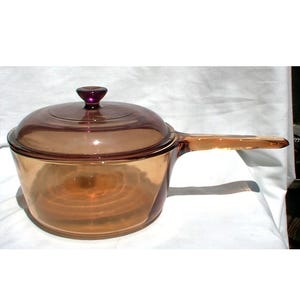 Corning Ware Vision Pyrex Amber 1,5 Liter Saucenpfanne Topf & Deckel Frankreich