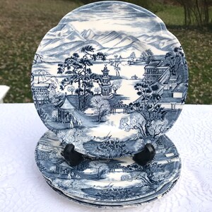 Johnson Brothers Enchanted Garden Blue Set of FOUR 6 1/4