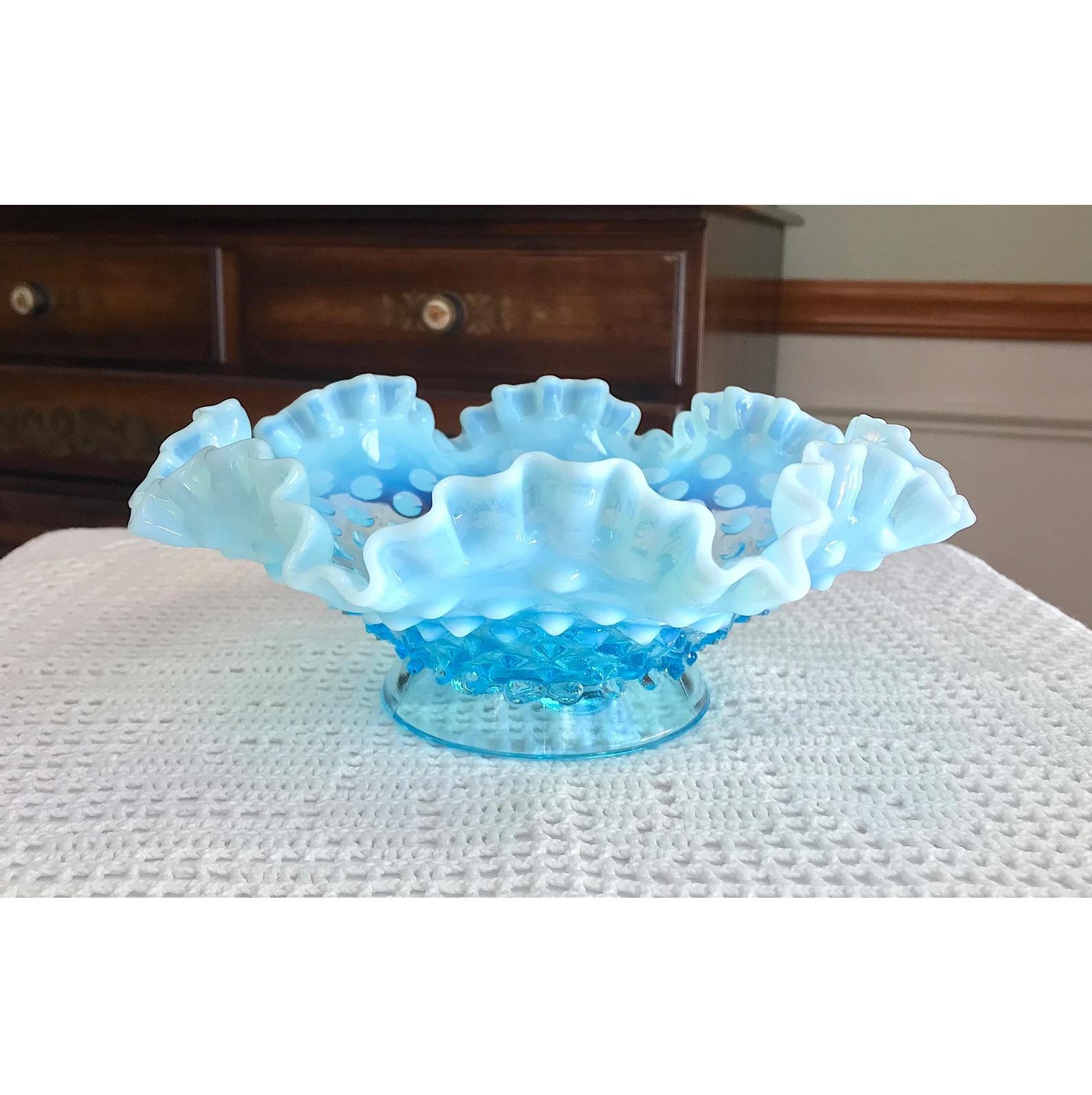 フェントン アートガラス ブルー オパールセント ホブネイル