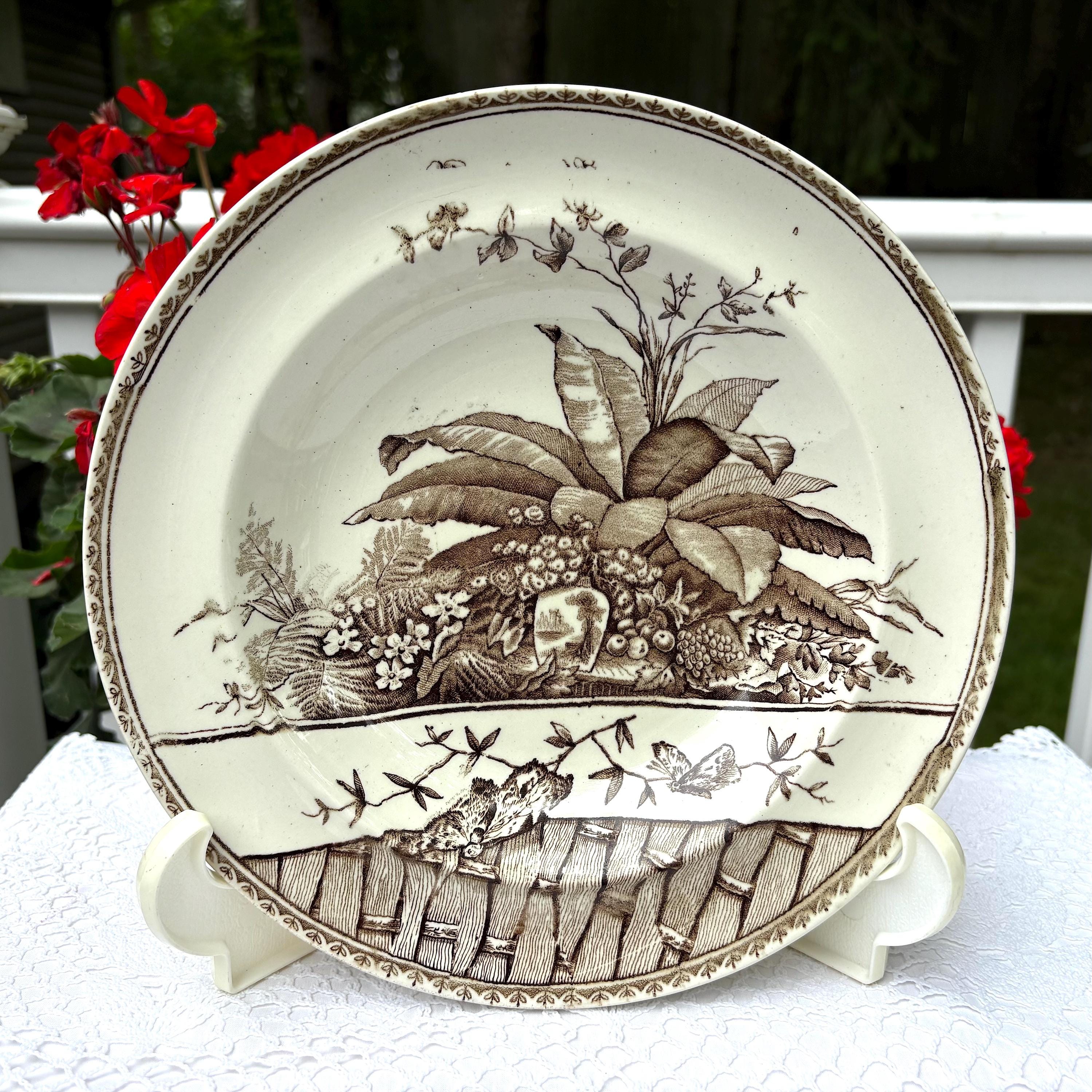 BRAZIL Antique Aesthetic Movement Brown Transferware 9 1/2 Inch