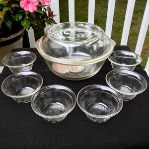 Glasbake by McKee 8-delige bak-serveerset Opwarmset Glazen custardkopjes Braadpan Nieuw in doos