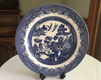 SET OF TWO Churchill Blue Willow Dinner Plates 10 3/8" Vintage England 4 Sets Of Two Available