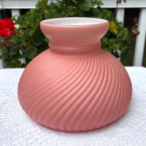 Abajur de vidro espiral vintage rosa com caixa, globo para estudantes, 7&quot;