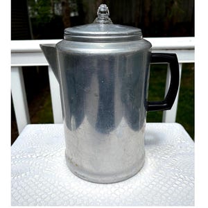 Coffee Percolator Pot Aluminum Camping Stove Top Clean Complete 20 Cup