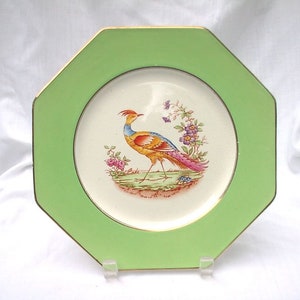 Regal Ware 8 1/2&quot;  Green Octagonal Wall Cabinet Plate Pheasant Bird  England